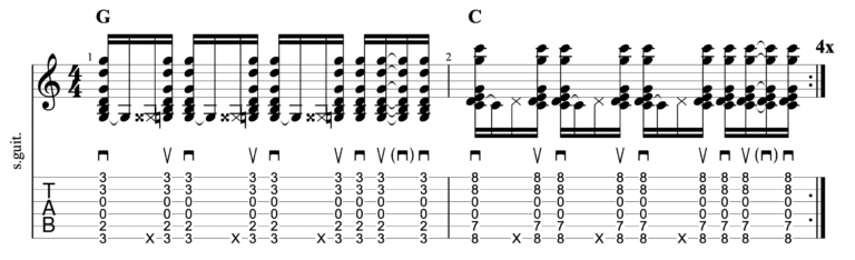 Slide open chords on guitar | walk on the wild side | example 1