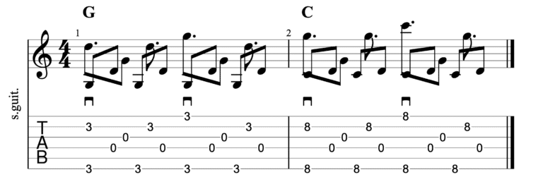 Slide open chords on guitar | walk on the wild side | example 2