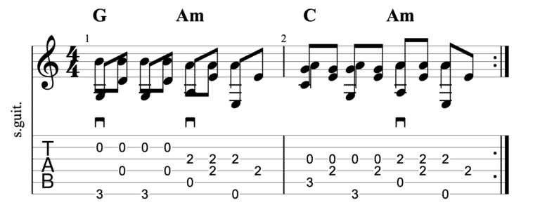 Slide open chords on guitar | walk on the wild side | example 4