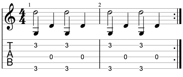 Travis picking pattern | learn fingerpicking | travis picking in G | exercise 4